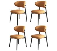 YNBSHGAA Modern Dining Chairs Set of 6, Upholstered Synthetic Leather with Padded Seat, Curved Backrest, Wooden Legs - Stylish for Living Room, Office, and Study,Black+orange-4 chairs