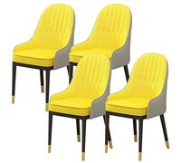 YNBSHGAA Modern Kitchen Dining Chairs Set with Armrests High Back Leather Seat Metal Legs Casual Living Room Furniture for Bedroom Negotiation Table Stylish and Comfortable Arm Ch,7-J-2 piece set