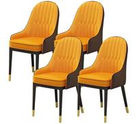 YNBSHGAA Modern Kitchen Dining Chairs Set with Leather High Back Padded Seat Metal Legs Casual Armchairs for Living Room Bedroom and Negotiation Stylish and Comfortable Furniture,3