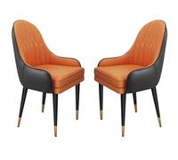 YNBSHGAA Modern Microfiber Leather Dining Chairs Set of 2 - Stylish & Comfortable for Kitchen Bedroom Balcony Dressing Table Makeup - Bean Powder & Light Grey Color,9-Black+orange-n i