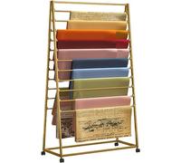 YNBSHGAA Ribbon Holder Organizer Display Stand Movable Storage Rack for Silk Scarf/Shawl/Fabric/Bath Towel Display, Metal Modern Double-Side Organziers with Flexible Hanging,Gold-100x40x165cm