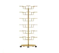YNBSHGAA Rotating Hat Display Rack Stand - 7 Layers Freestanding Multi-Tier Retail Hat nizer for Hats, Wigs, Helmets - Large Floor Unit,Gold-6 layers 61x22in