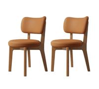 YNBSHGAA Set of 2 Mid-Century Modern Dining Chairs, Upholstered Solid Wood, Backrest, Armless Design for Dining Room, Living Room, and Waiting Area - Leather Finish,Leather Q-Set of 2