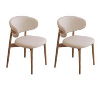 YNBSHGAA Set of 2 Modern Upholstered Dining Chairs with Curved Backrest, Arm-Free Design, Solid Wood Legs - Perfect for Living Room, Bedroom, Office, and Restaurant Decor,Crema a-2 unidades