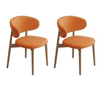YNBSHGAA Set of 2 Modern Upholstered Dining Chairs with Curved Backrest, Arm-Free Design, Solid Wood Legs - Perfect for Living Room, Bedroom, Office, and Restaurant Decor,Naranja a-2 unidades