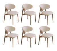 YNBSHGAA Set of 2 Modern Upholstered Dining Chairs with Curved Backrest, Arm-Free Design, Solid Wood Legs - Perfect for Living Room, Bedroom, Office, and Restaurant Decor,Crema a-6 unidades