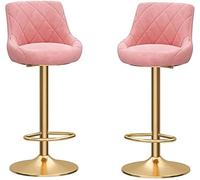 YNBSHGAA Set of 2 Velvet Cloth Bar Stools with Backrest Adjustable Swivel Counter Height Breakfast Dining Chairs with Chrome Plated Footrest Modern Kitchen Barstools for Home,0-Golden