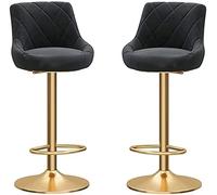 YNBSHGAA Set of 2 Velvet Cloth Bar Stools with Backrest Adjustable Swivel Counter Height Breakfast Dining Chairs with Chrome Plated Footrest Modern Kitchen Barstools for Home,0-B1