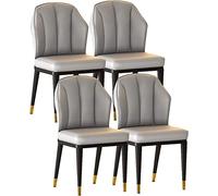 YNBSHGAA Set of 4 Modern Mid-Century Kitchen Chairs with Cushioned Polyurethane Seat, Stylish Backrest, Carbon Steel Side Legs - Elegant Dining Room Furniture,Grigio Chiaro-Black gold feet