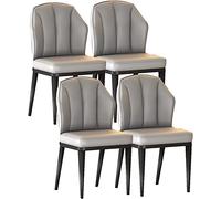 YNBSHGAA Set of 4 Modern Mid-Century Kitchen Chairs with Cushioned Polyurethane Seat, Stylish Backrest, Carbon Steel Side Legs - Elegant Dining Room Furniture,Grigio Chiaro-Black feet