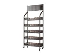YNBSHGAA Snack Display Rack, Candy Display Stand, Metal Storage Shelf with Wheels & Hooks for Retail, Farmer's Market, Kitchen Organization,Black-60 * 27 * 165cm