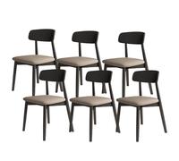 YNBSHGAA Solid Wood Dining Chair Set - Upholstered Comfortable Backrest, Perfect for Dining Room, Kitchen, or Hotel - Dark Walnut & Orange,Black+dark Khaki-6