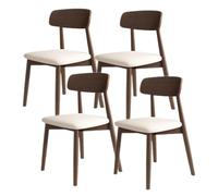 YNBSHGAA Solid Wood Dining Chair Set - Upholstered Comfortable Backrest, Perfect for Dining Room, Kitchen, or Hotel - Dark Walnut & Orange,Dark Walnut+white-4