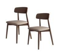 YNBSHGAA Solid Wood Dining Chair Set - Upholstered Comfortable Backrest, Perfect for Dining Room, Kitchen, or Hotel - Dark Walnut & Orange,Dark Walnut+dark Khaki-2