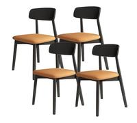YNBSHGAA Solid Wood Dining Chair Set - Upholstered Comfortable Backrest, Perfect for Dining Room, Kitchen, or Hotel - Dark Walnut & Orange,Black+orange-4