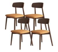 YNBSHGAA Solid Wood Dining Chair Set - Upholstered Comfortable Backrest, Perfect for Dining Room, Kitchen, or Hotel - Dark Walnut & Orange,Dark Walnut+orange-4