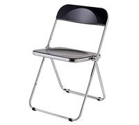 YNBSHGAA Transparent Acrylic Folding Chair - Stacking Dining Chair with Metal Frame for Kitchen Living Room Bedroom - Modern Space-Saving Lightweight Design,0-Black-47x48x76cm(19x19x30inch)