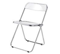 YNBSHGAA Transparent Acrylic Folding Chair - Stacking Dining Chair with Metal Frame for Kitchen Living Room Bedroom - Modern Space-Saving Lightweight Design,0-Clear-47x48x76cm(19x19x30inch)