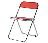 YNBSHGAA Transparent Acrylic Folding Chair - Stacking Dining Chair with Metal Frame for Kitchen Living Room Bedroom - Modern Space-Saving Lightweight Design,0-Red-47x48x76cm(19x19x30inch)