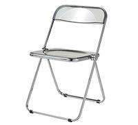 YNBSHGAA Transparent Acrylic Folding Chair - Stacking Dining Chair with Metal Frame for Kitchen Living Room Bedroom - Modern Space-Saving Lightweight Design,0-Grey-47x48x76cm(19x19x30inch)