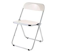 YNBSHGAA Transparent Acrylic Folding Chair - Stacking Dining Chair with Metal Frame for Kitchen Living Room Bedroom - Modern Space-Saving Lightweight Design,0-White-47x48x76cm(19x19x30inch)