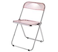 YNBSHGAA Transparent Acrylic Folding Chair - Stacking Dining Chair with Metal Frame for Kitchen Living Room Bedroom - Modern Space-Saving Lightweight Design,0-Pink-47x48x76cm(19x19x30inch)