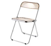 YNBSHGAA Transparent Acrylic Folding Chair - Stacking Dining Chair with Metal Frame for Kitchen Living Room Bedroom - Modern Space-Saving Lightweight Design,0-Amber-47x48x76cm(19x19x30inch)