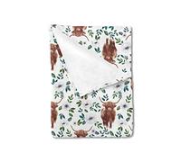 Ynbuyouzhong Highland Cow Boho Retro Floral Baby Blanket Girl Boy Farm Cow Yak Poppy Swaddle Blanket Super Soft Flannel Receiving Blanket Kids Toddler Newborn Nursery Bed Throw Crib Shower Gift 30x40