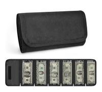 Yncotte Money Organizer, Money Organizer for Cash with 6 Zippered Pocket Black Cash Wallet Storage for Travel Currencies Receipts Bills, Envelope Budgeting for Kids