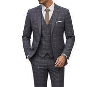 YND Men's 3 Piece Suit Set with Tie, 2 Button Slim Fit Solid Blazer Jacket Vest Pants, Business Wedding Party Suits for Men