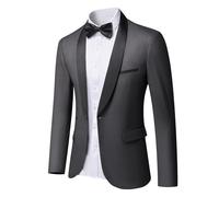 YND Men's One Button Casual Slim Fit Blazer, Shawl Lapel Lightweight Jacket Dinner Prom Party Tuxedo, Dark Grey, XXL