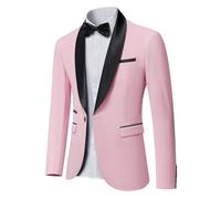 YND Men's One Button Casual Slim Fit Blazer, Shawl Lapel Lightweight Jacket Dinner Prom Party Tuxedo, Light Pink, XL
