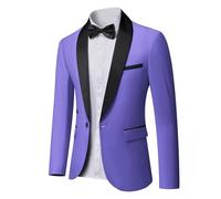 YND Men's One Button Casual Slim Fit Blazer, Shawl Lapel Lightweight Jacket Dinner Prom Party Tuxedo, Purple, L