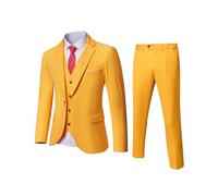 YND Men's Slim Fit 3 Piece Suit, One Button Jacket Vest Pants Set with Tie, Solid Party Wedding Dress Blazer, Tux Waistcoat and Trousers White