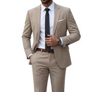 YND Men's Suit with Tie One Button Slim Fit Solid Jacket and Trousers Suit for Men Prom Party Wedding Business 2 Pieces