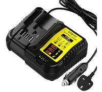 YNDZ 2 in 1 AC/DC Fast Car & Wall Charger Compatible with Dewalt 12V-20V MAX Batteries DCB205 DCB204, 3A Portable Battery Charger for Dewalt Cordless Power Tools, Dual Voltage 100-240V & 12V/24V