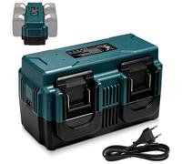 YNDZ 4-Way Charger for Makita 18 V Battery, Quick Charger Compatible with BL1850 BL1860 BL1830 BL1840, 4 Port USB Charging Station for 14.4V-18V Li-Ion Batteries, Replacement for DC18SF DC18RC