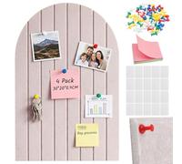YnewL Felt Notice Board, Self-Adhesive, Beige, 60 x 40 cm, Curved Decorative Pin Board, 0.9 cm Thick, Foldable Photo Board, Memo Boards with 30 Pushpins for Offices, Schools, Children's Rooms (Curved