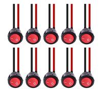 YnGia 10pcs Rocker Switch, Round Momentary Push Button Switch Waterproof Mini On/Off Toggle Switch 12V for Car, Auto, Boat, Homehold Application, with Pre-soldered Wires