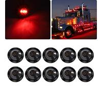 YnGia 10PCS Side Marker Lights 12V Round 3 LED Trailer Truck Clearance Marker Light 3/4" Bullet Smoke Lens Indicator Lamps for Car Bus Van Lorry (Red)