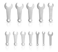 YnGia 12PCS Single Open Ended Wrench Set Silver Flat Spanner Combination Ultra Thin Repair Tool for Limited Space Conditions (Single Open End Wrench wirh Hanging Hole)