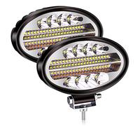 YnGia 144W Oval Led Work Lights, Offroad LED Light Bar 2PCS Driving Work Fog Lights 12V 24V Waterproof Lamps for Tractor SUV Truck Boat (Amber and White)