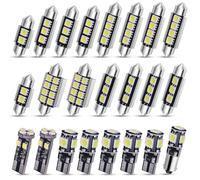 YnGia 23PCS Canbus Error Free LED SMD Bulbs Kit Set Car LED Interior Light Bulb for Side Marker Car Interior Dome Map Door Turn Tail Signal Brake License Plate Lights Festoon C5W T10 Xenon-White
