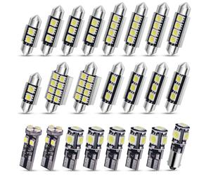 YnGia 23PCS Canbus Error Free LED SMD Bulbs Kit Set Car LED Interior Light Bulb for Side Marker Car Interior Dome Map Door Turn Tail Signal Brake License Plate Lights Festoon C5W T10 Xenon-White