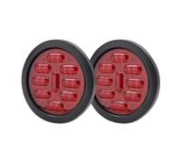YnGia 2PCS LED Trailer Lights Round Brake Light Stop Tail Light with Flush Grommet, Universal Rear Tail Turn Lamp 24V for Trailer Truck Caravan Camper Lorry SUV RV (Red)