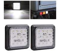 YnGia 2PCS LED Trailer Tail Light Rear Stop Light, 16 LED Square Brake Light Turn Signal Indicator Running Lamps 24V for Truck Trailer Lorry Caravan Van Tractor (White)