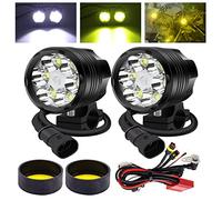 YnGia 2PCS Motorcycle Auxiliary Lights Front Spotlight with Wiring Harness and Yellow Lens, 60W Motorbike Headlight Motorcycle Led Fog Lights DRL 12V 24V for Scooters Car Truck Boat ATV SUV