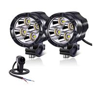 YnGia 2PCS Motorcycle Led Fog Spot Lights with Waterproof Switch, White Universal Motorcycle Auxiliary Lights DRL Driving Light 12V 24V for Motorbike ATV SUV Truck Boat Quad Scooter Car Bike