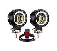YnGia 2PCS Motorcycle Led Round Motorcycle Spotlights Fog Light with White Angel Eye DRL White Light Waterproof Driving Running Light 12V 24V for Off-road Truck Marine