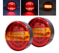 YnGia 2PCS Trailer Tail Light, 20 LED Round Hamburger Brake Light Waterproof Truck Rear Lights Stop Indicator Lamp 12V 24V for Trailer Truck Lorry Caravan Van